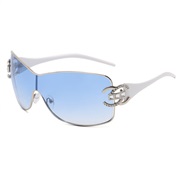 (  silver frame  blue  Lens ) sunglass fashon Metal Sunglasses bref damond man woman style