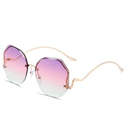 ( gold frame  purple ) sde cut sunglass fashon occdental style trend ocean gradual change Sunglasses flowers sunglass