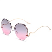 ( gold frame  gray  pink) sde cut sunglass fashon occdental style trend ocean gradual change Sunglasses flowers sunglass