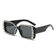( Black frame  Black grey  Lens )occidental style fashion diamond square sunglass  lady elegant high Sunglasses persona