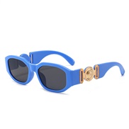 ( blue  frame  Black grey  Lens )occdental style personalty sunglass samll Sunglasses trend sunglass