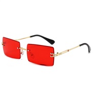 ( gold frame  red  Lens ) sde cut sunglass lady square ocean Sunglasses trend gradual change
