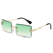 ( gold frame  Lens ) sde cut sunglass lady square ocean Sunglasses trend gradual change