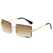 ( gold frame  tea  Lens ) sde cut sunglass lady square ocean Sunglasses trend gradual change