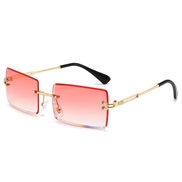 ( gold frame  pink Lens ) sde cut sunglass lady square ocean Sunglasses trend gradual change