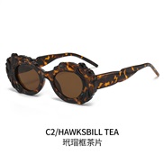 ( frame  tea  Lens )leopard retro sunglass woman occdental style Sunglasses Ellpse personalty trend