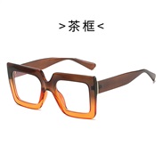 ( tea  frame  tea )occdental style trend man lady fashon Ant blue lght  double color transparent square spectacles