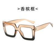 ( champagne gray )occdental style trend man lady fashon Ant blue lght  double color transparent square spectacles
