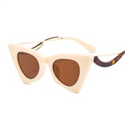 (C Rice white  frame  tea  Lens )cat sunglass  spectacles  personalty fashon lady Sunglasses