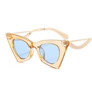 (C  champagne frame  blue  Lens )cat sunglass  spectacles  personalty fashon lady Sunglasses