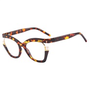 (C  leopard print frame )ranbow color lady spectacles  occdental stylens Pearl ornament cat Eyeglass frame
