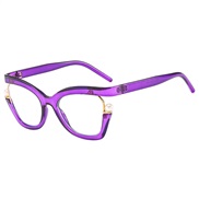 (C  purple  frame )ranbow color lady spectacles  occdental stylens Pearl ornament cat Eyeglass frame