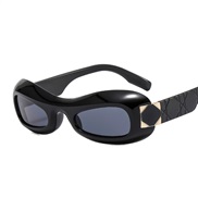(C  Bright balck frame  gray  Lens ) polygon sunglass trend Sunglasses man woman fashon