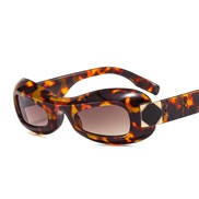(C  leopard print frame  tea  Lens ) polygon sunglass trend Sunglasses man woman fashon