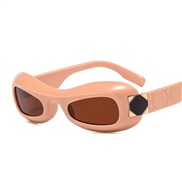 (C  purple frame  tea  Lens ) polygon sunglass trend Sunglasses man woman fashon