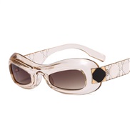 (C  champagne frame  tea  Lens ) polygon sunglass trend Sunglasses man woman fashon
