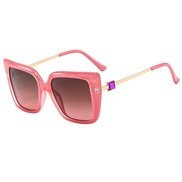 (C  purple frame  tea  pink Lens )butterfly cat lady damond sunglass occdental style Sunglasses
