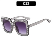 (C  gray  frame  gray  Lens )multcolor damond sunglass occdental style fashon Sunglasses retro trend
