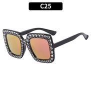 (C  Bright balck frame  purple  Mercury )multcolor damond sunglass occdental style fashon Sunglasses retro trend