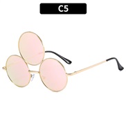 (C  gold frame  pink Mercury )occdental style sunglass  Sunglasses three crcle