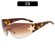 (C  gold / leopard print/ tea  Lens )occdental styleY sunglass  Sunglasses