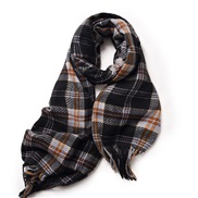 ( Dark grey)scarf woman style Winter imitate sheep velvet grid fashion all-Purpose warm studentins tassel shawl