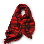 ( red)scarf woman style Winter imitate sheep velvet grid fashion all-Purpose warm studentins tassel shawl