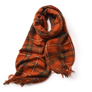 (orange)scarf woman style Winter imitate sheep velvet grid fashion all-Purpose warm studentins tassel shawl
