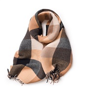 ( light brown)scarf woman autumn Winter Korean style all-Purpose grid student Collar man imitate sheep velvet warm shawl