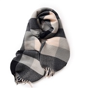 (68cm*200cm)( Dark grey)scarf woman autumn Winter Korean style all-Purpose grid student Collar man imitate sheep velvet