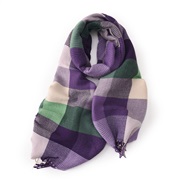 (68cm*200cm)(purple)scarf woman autumn Winter Korean style all-Purpose grid student Collar man imitate sheep velvet war