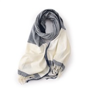 (68cm*180cm)( gray) color scarf tassel grid warm Autumn and Winter temperament shawl imitate sheep velvet lovers Collar