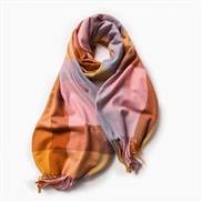(68cm*182cm)( Orange)rainbow color grid tassel scarf more shawl warm thick Collar Autumn and Winter Korean style scarf 
