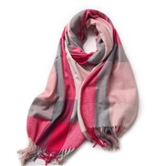 (68cm*182cm)( rose Red)rainbow color grid tassel scarf more shawl warm thick Collar Autumn and Winter Korean style scar