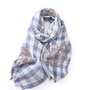 (sky blue )scarf woman high Autumn and Winter warm grid scarf print tassel medium long scarf shawl