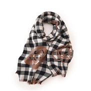 (70*190)( black)scarf woman high Autumn and Winter warm grid scarf print tassel medium long scarf shawl