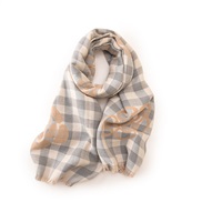 (70*190)( gray)scarf woman high Autumn and Winter warm grid scarf print tassel medium long scarf shawl
