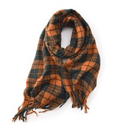 (orange)scarf woman Winter high thick warm Collar grid shawl all-Purpose Autumn and Winter