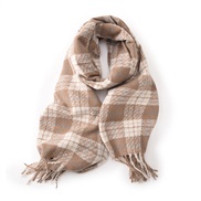 ( khaki)scarf woman Winter high thick warm Collar grid shawl all-Purpose Autumn and Winter