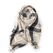 ( rice white) grid imitate sheep velvet tassel scarf woman Winter warm all-Purpose shawl two student lovers Collar