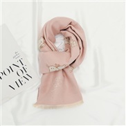 ( Pink)high scarf child all-Purpose tassel shawl imitate sheep velvet print warm two fashion temperament Collar shawl