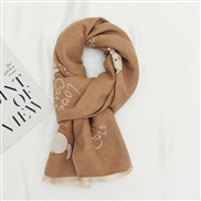 ( brown)high scarf child all-Purpose tassel shawl imitate sheep velvet print warm two fashion temperament Collar shawl