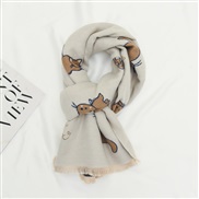 ( rice white)high scarf child all-Purpose tassel shawl imitate sheep velvet print warm two fashion temperament Collar s
