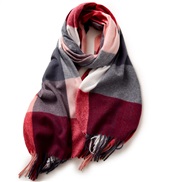 (F    purplish red.)lady scarf Stripe grid shawl elegant Ladies wind Autumn and Winter scarf imitate sheep velvet