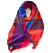 (F   rose Red.)lady scarf Stripe grid shawl elegant Ladies wind Autumn and Winter scarf imitate sheep velvet