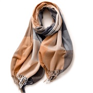 (F  .)lady scarf Stripe grid shawl elegant Ladies wind Autumn and Winter scarf imitate sheep velvet