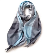 (F   blue .)lady scarf Stripe grid shawl elegant Ladies wind Autumn and Winter scarf imitate sheep velvet