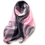 (F   light pink .)lady scarf Stripe grid shawl elegant Ladies wind Autumn and Winter scarf imitate sheep velvet
