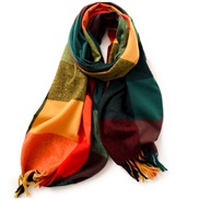 (F  .)lady scarf Stripe grid shawl elegant Ladies wind Autumn and Winter scarf imitate sheep velvet