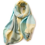 (F   blue .)lady scarf Stripe grid shawl elegant Ladies wind Autumn and Winter scarf imitate sheep velvet
